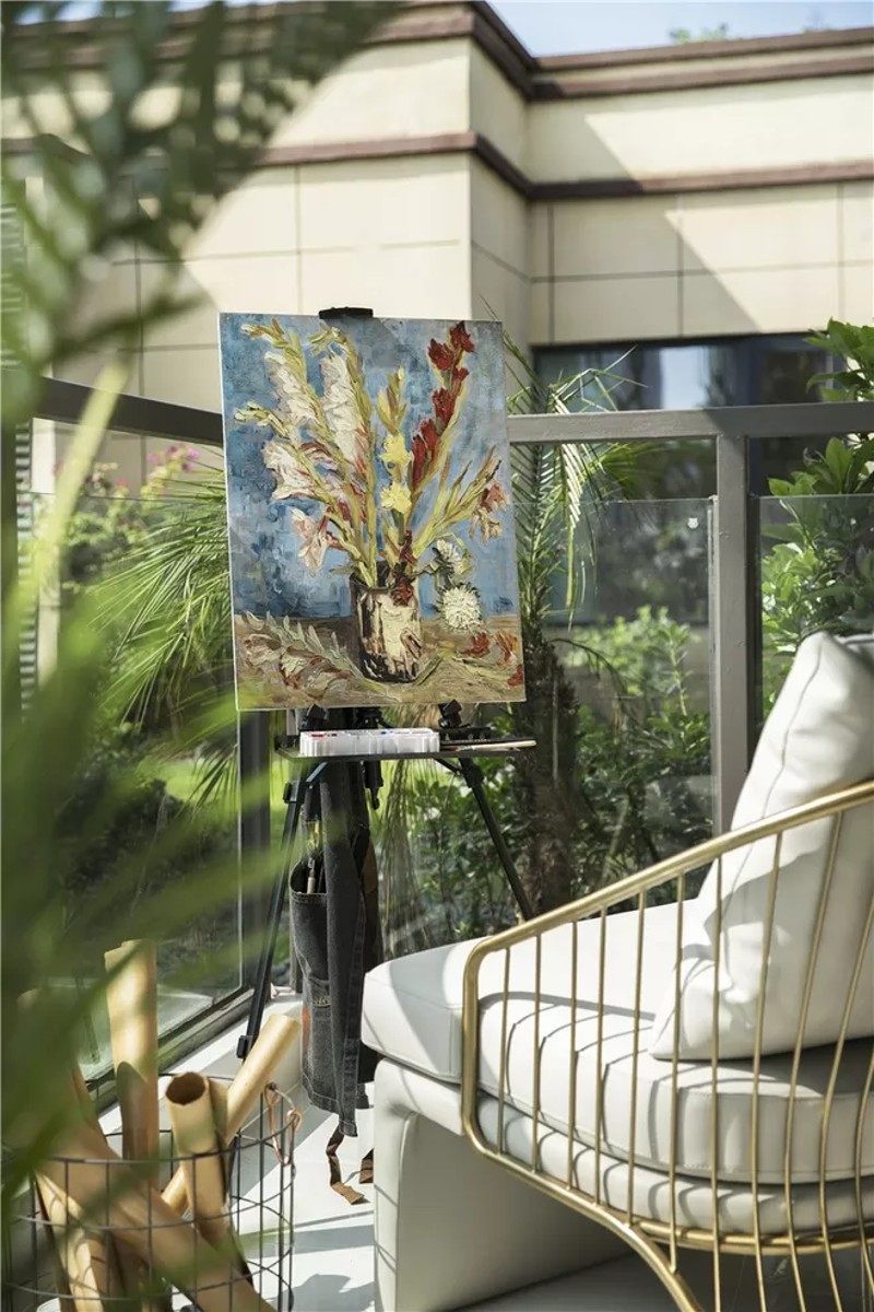 LOOP DECO样板间阳台软装摆设书房绘画主题实木落地画架颜料套餐