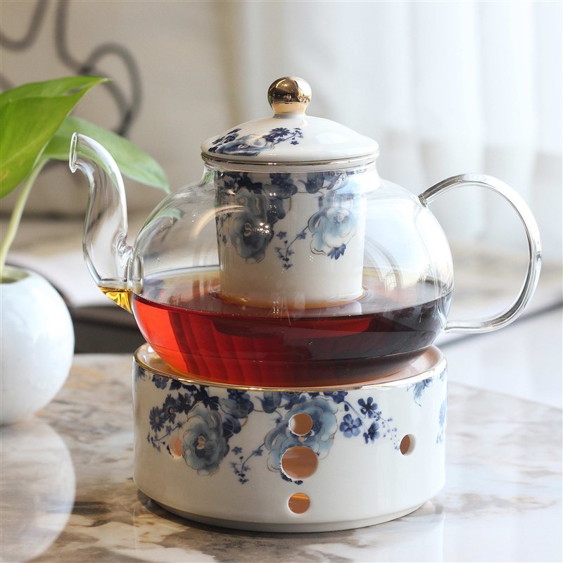 陶瓷下午茶壶套装高颜值养生茶杯家用待客煮花茶玻璃壶可加热茶具