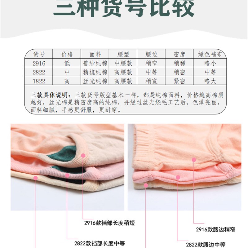 AB内衣女士抗菌纯棉透气高腰三角裤内裤1822宽松全棉红色短裤2822