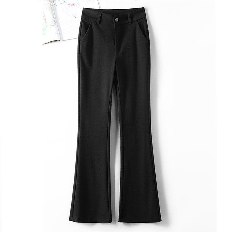 黑色微喇裤女春夏2025高腰显瘦垂感休闲大码职业工作西装阔腿裤子