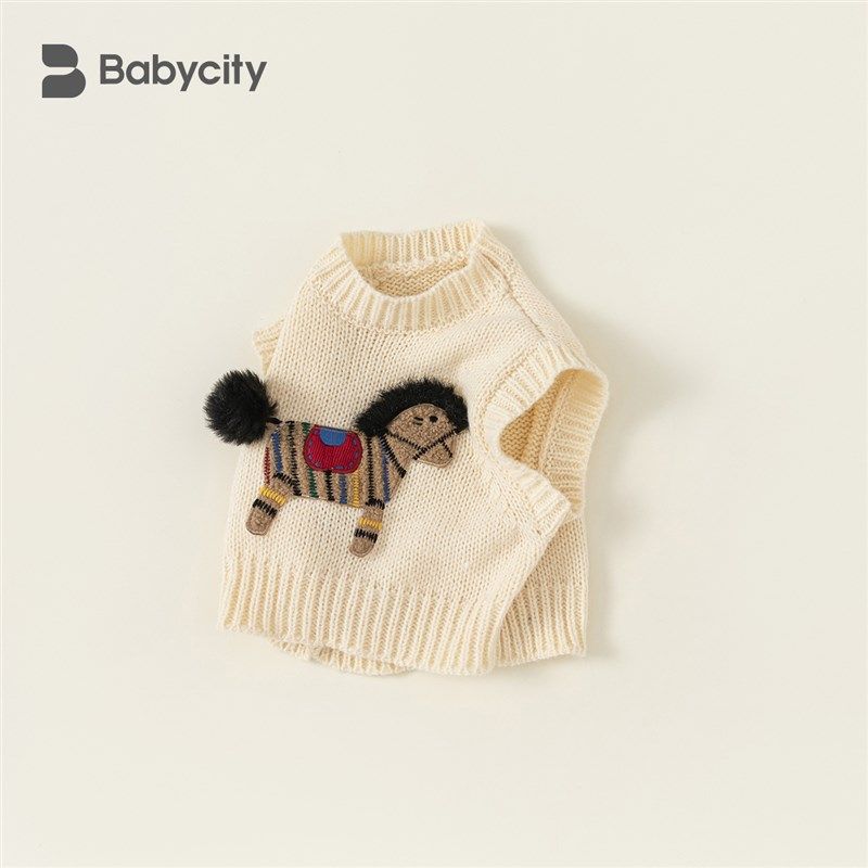 贝贝城儿童毛衣马甲女童洋气针织衫女宝时髦背心男童休闲毛线衣服