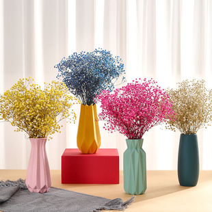 陶瓷花瓶满天星干花束北欧风酒柜玄关桌面装饰花艺摆件客厅摆设