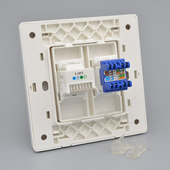 千兆电脑网线插座 语音插 86型墙壁暗装 六类网络网口带电话线面板