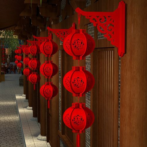 2025蛇年新年装饰珠宝店服装店商场布置植绒小红灯笼挂饰挂件高档