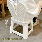 白色折叠小凳子户外轻便便携式 凳板凳 塑料马扎凳家用浴室门口换鞋