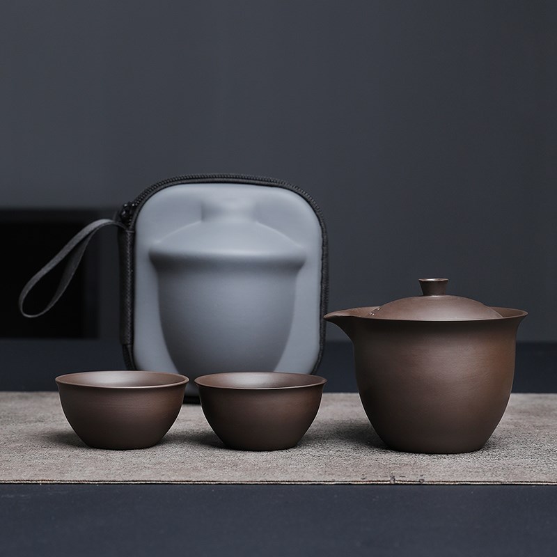 便携式紫砂旅行功夫茶具户外休闲泡茶快客杯茶水分离茶杯礼品定制