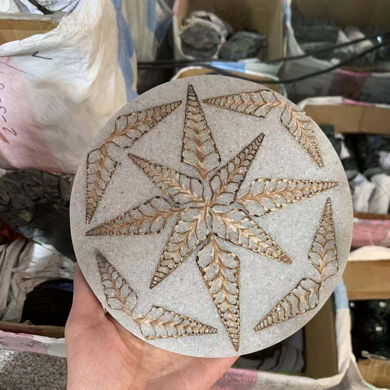 螺贝壳艺术品天然l螺化石圆盘家居办公桌摆件天然形成图案不一,节庆用品/礼品,新娘配件,淘宝优惠券,粉丝福利购,淘宝优惠卷