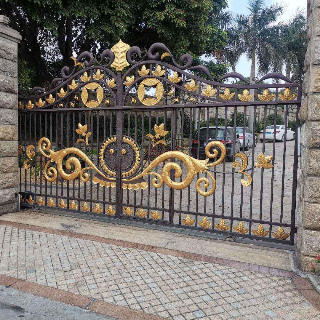 别墅大门庭院铁艺门围墙入口欧式庭院手动双开户外铁大门