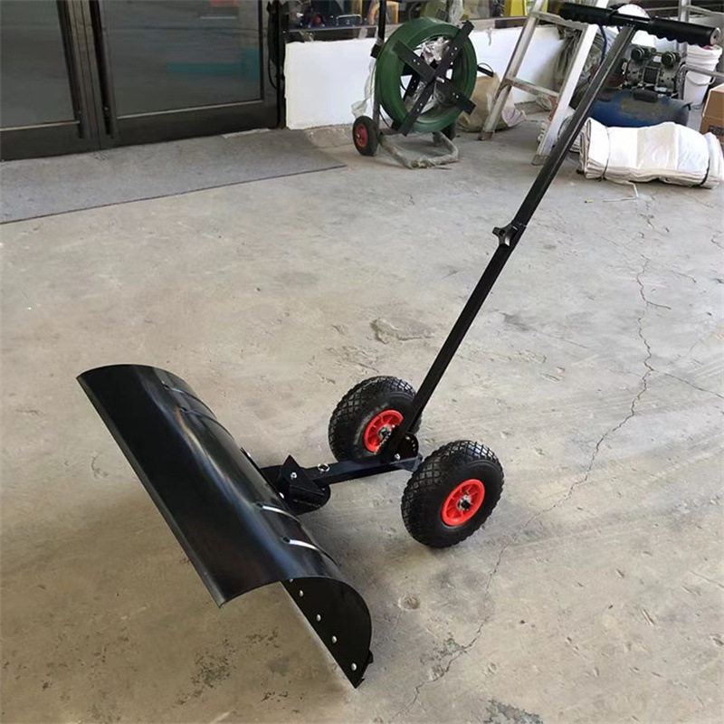 加厚全钢人工双杆轮式推雪铲便携式清雪铲除雪工具
