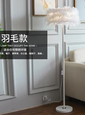 美容主播补光卧室公主立式民宿客厅沙发现代简约羽毛灯LED落地灯