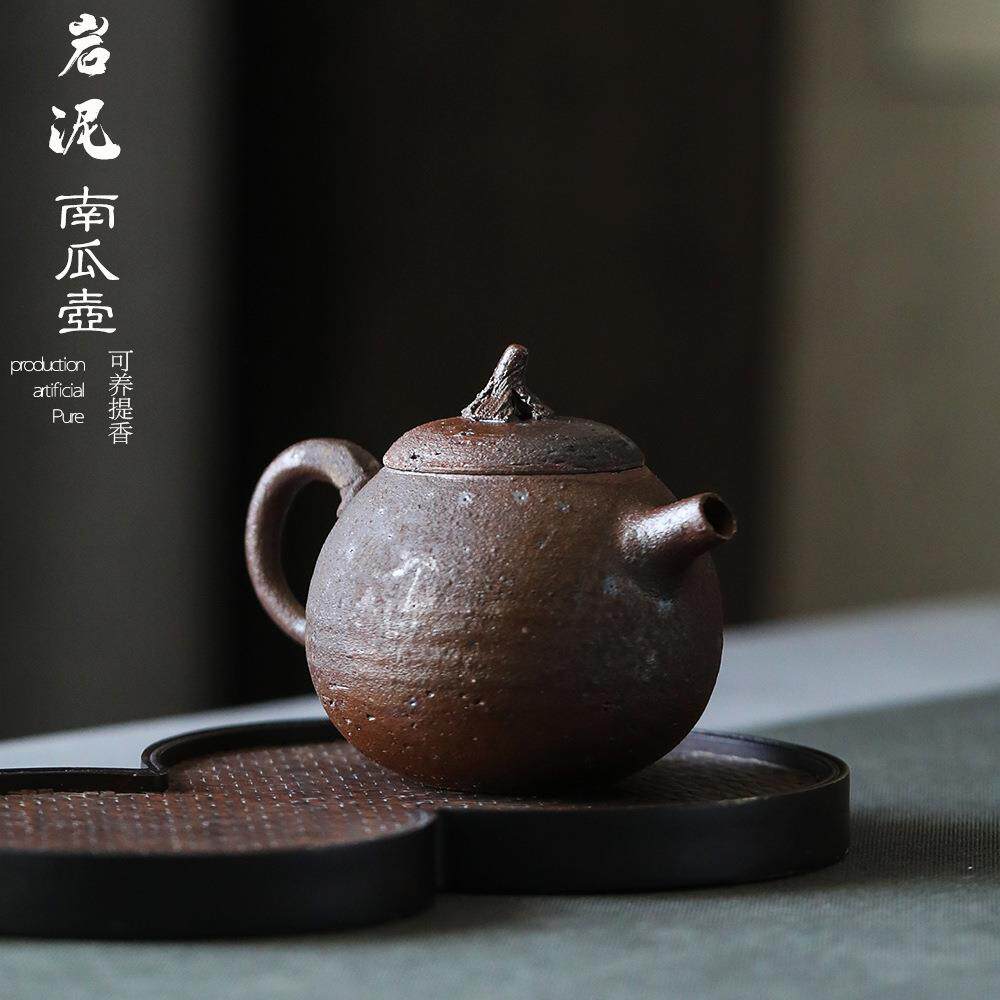 手工捏制岩矿壶老岩泥壶泡茶壶修胚细腻日式小茶壶去涩软水提香