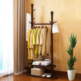 实木挂衣架双杆欧式客厅家用落地衣帽架卧室多功能衣服架子