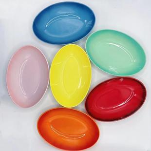 法国彩虹LE款 椭圆深盘23×15cm轻虹霓彩炻瓷椭圆深盘烤盘汤盘菜盘