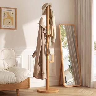 奶油风卧室挂衣架创意多功能落地衣架结实耐用实木衣帽架一件起批