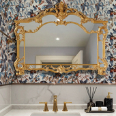 欧式 巴洛克雕花艺术异形壁挂玄关壁炉镜 复古浴室镜客厅背景墙法式