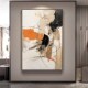 布梵艺术手绘油画肌理抽象画客厅背景墙落地装 饰画玄关挂画黑白橙