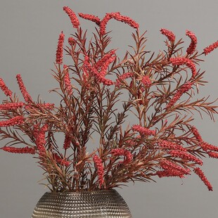 仿真鼠尾草假花秋色叶子植物配草客厅玻璃花瓶插花婚庆造景装饰草