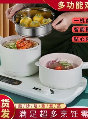 双锅分离式电煮锅宿舍煮面小电锅锅懒人早餐机二合一蒸煮煎炒一体