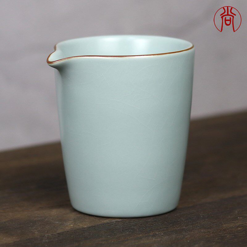 汝窑天青手抓公道杯分茶器茶漏过滤一套装汝瓷开片可养茶海办公室