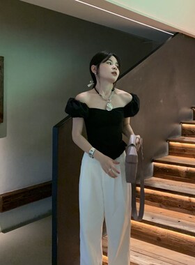 大美自制150小个子宽松白色裤子 慵懒高级感拖地阔腿裤显高女春夏