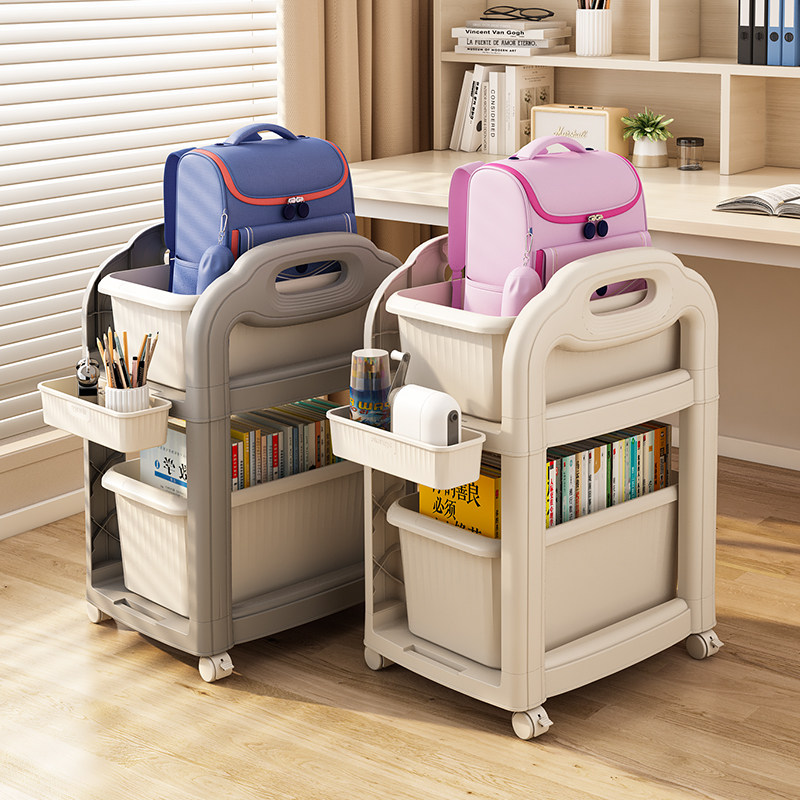儿童书包置物架带轮可移动书架落地书桌下收纳柜学生家用宿舍书柜,住宅家具,书架,淘宝优惠券,粉丝福利购,淘宝优惠卷