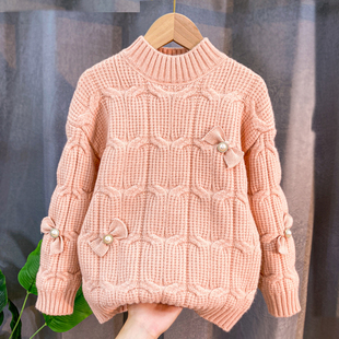 儿童毛衣女童打底衫秋冬2023新款冬季中大童女孩加绒加厚针织内搭