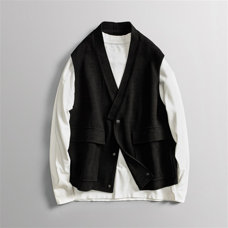 24秋季新款 英伦风V领西装马甲男复古绒感面料微宽松无袖背心马夹