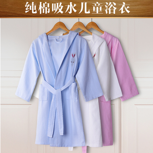 儿童浴袍纯棉带帽浴衣男女孩卡通加厚秋冬吸水浴巾春夏薄款中大童