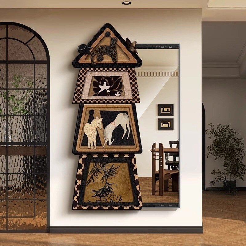 法式中古风暗藏式镜子装饰画推拉镜客厅卧室玄关壁挂式全身镜挂画,家居饰品,镜面画,淘宝优惠券,粉丝福利购,淘宝优惠卷