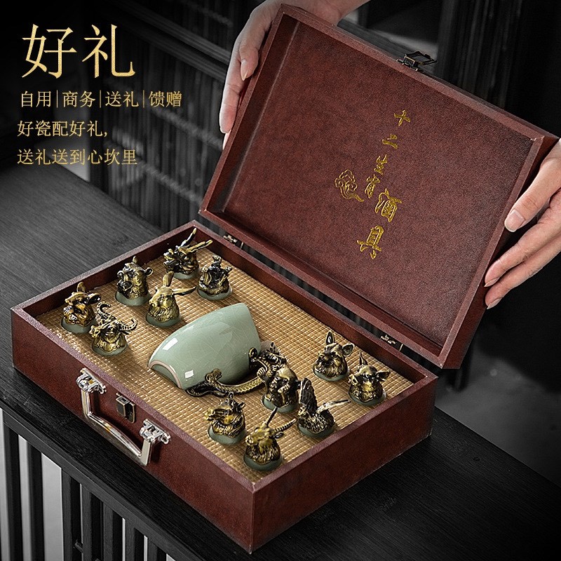 淄博博山陶瓷琉璃大观园十二生肖陶瓷酒具礼盒乔迁开业商务伴手礼