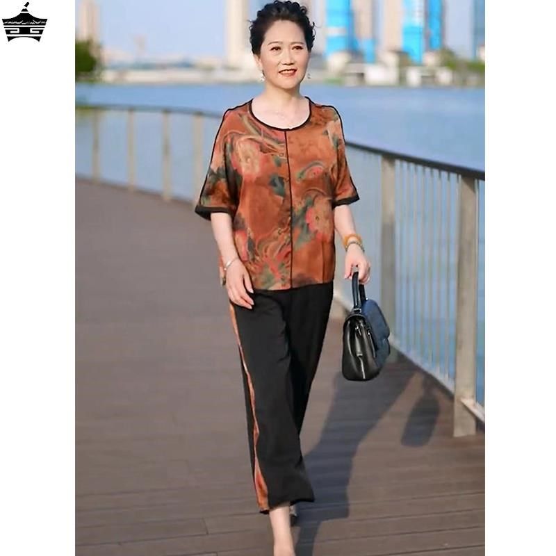 母亲节中老年女加肥加大胖妈妈夏装套装宽松60岁奶奶装大码两件套,女装/女士精品,大码套装,淘宝优惠券,粉丝福利购,淘宝优惠卷