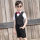 男童小西服儿童钢琴演出礼服花童主持人三件套男孩西装 夏 马甲套装
