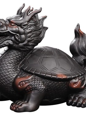 威弗列德紫陶招财龙龟摆件茶宠可养茶玩茶桌茶室装饰功夫茶具配件