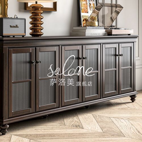 美式实木落地电视柜法式复古客厅2024新款高级感家用收纳储物一体