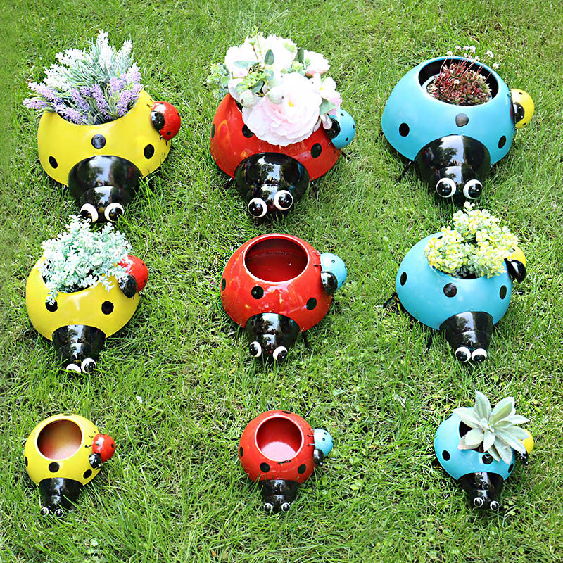 户外园林别墅卡通铁艺花园庭院布置瓢虫花盆院子草坪景观装饰摆饰,家居饰品,户外/庭院摆件,淘宝优惠券,粉丝福利购,淘宝优惠卷