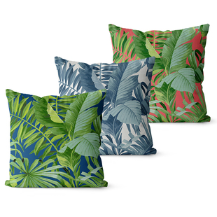 芭蕉叶柠檬图案绒布双面抱枕客厅沙发装饰靠枕床头靠背腰枕套定制