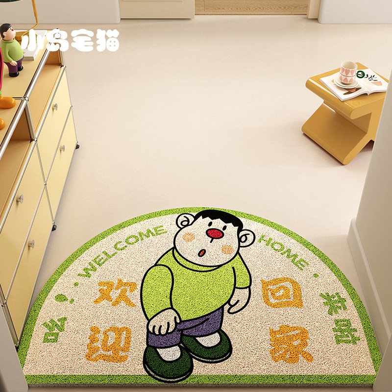 卡通可爱胖虎入户丝圈地垫2024新款大门口外进门垫入门户地毯门垫