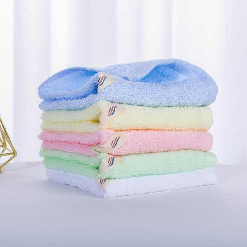 纯棉毛巾手帕儿童25cm口水婴幼儿园中间挂钩全棉A类宝宝擦手方巾