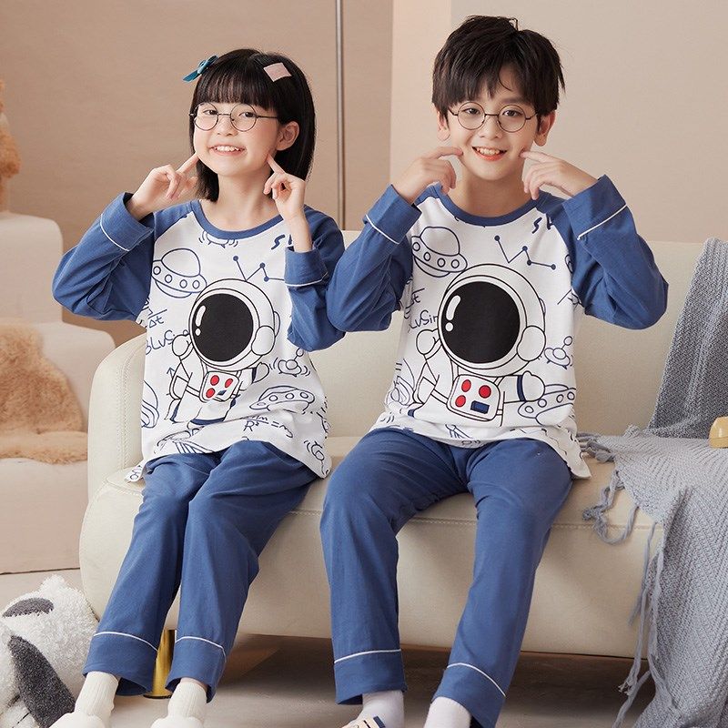 儿童睡衣春秋季长袖纯棉中大童小男孩家居服卡通女童薄款秋天套装,童装/婴儿装/亲子装,家居服套装,淘宝优惠券,粉丝福利购,淘宝优惠卷