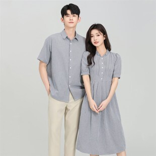 不一样的情侣装夏装2025新款短袖衬衫裙子法式高级感套装一裙一衣