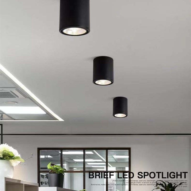 cob明装射灯可调角度调方向led背景射灯圆形走廊吸顶免开孔过道,家装灯饰光源,明装射灯,淘宝优惠券,粉丝福利购,淘宝优惠卷