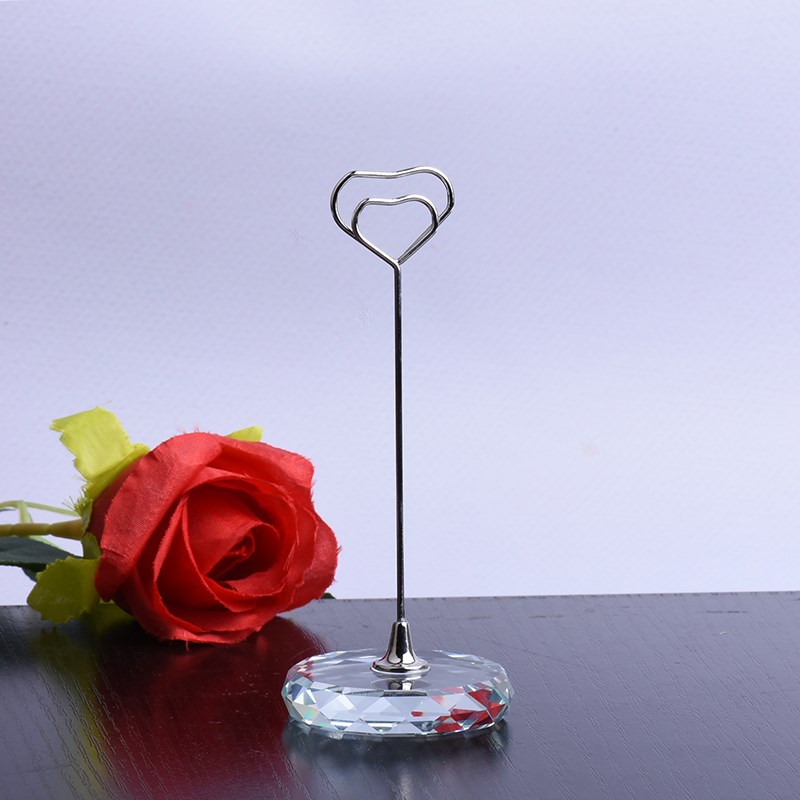 创意桌面立式摆件便签夹留言夹夹子照片夹名片夹水晶球金属爱心夹