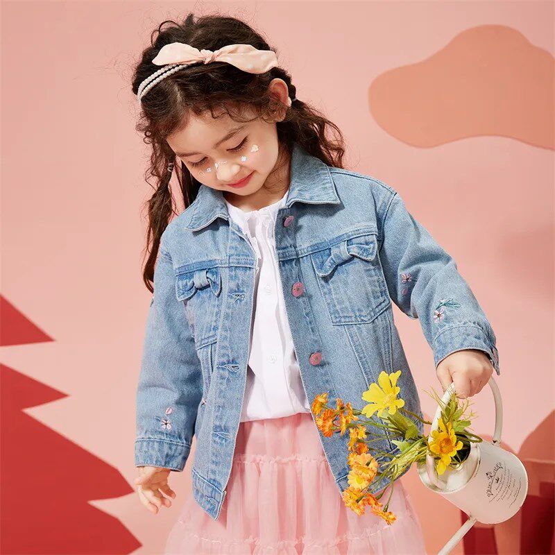 女童牛仔外套洋气绣花宝宝长袖上衣2024春秋新款儿童小中大童夹克