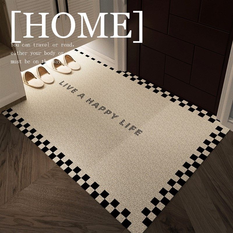 美式丝圈格子入户门垫蹭土免洗玄关地垫高级感网红地毯可定制裁剪,居家布艺,入户地垫,淘宝优惠券,粉丝福利购,淘宝优惠卷