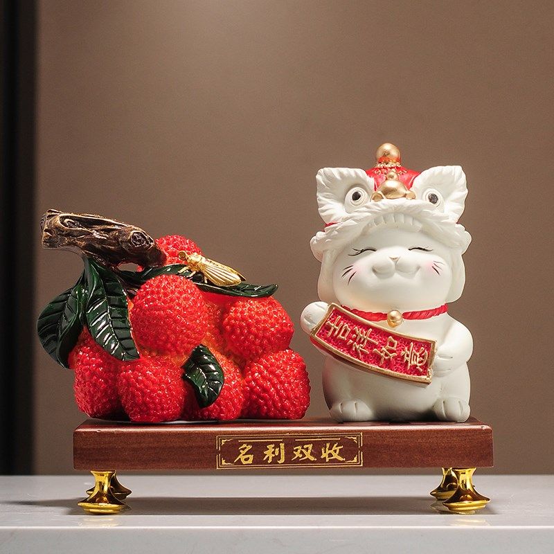 大吉大利荔枝招财猫摆件新中式玄关电视酒柜家居饰品乔迁开业礼物,家居饰品,装饰摆件,淘宝优惠券,粉丝福利购,淘宝优惠卷
