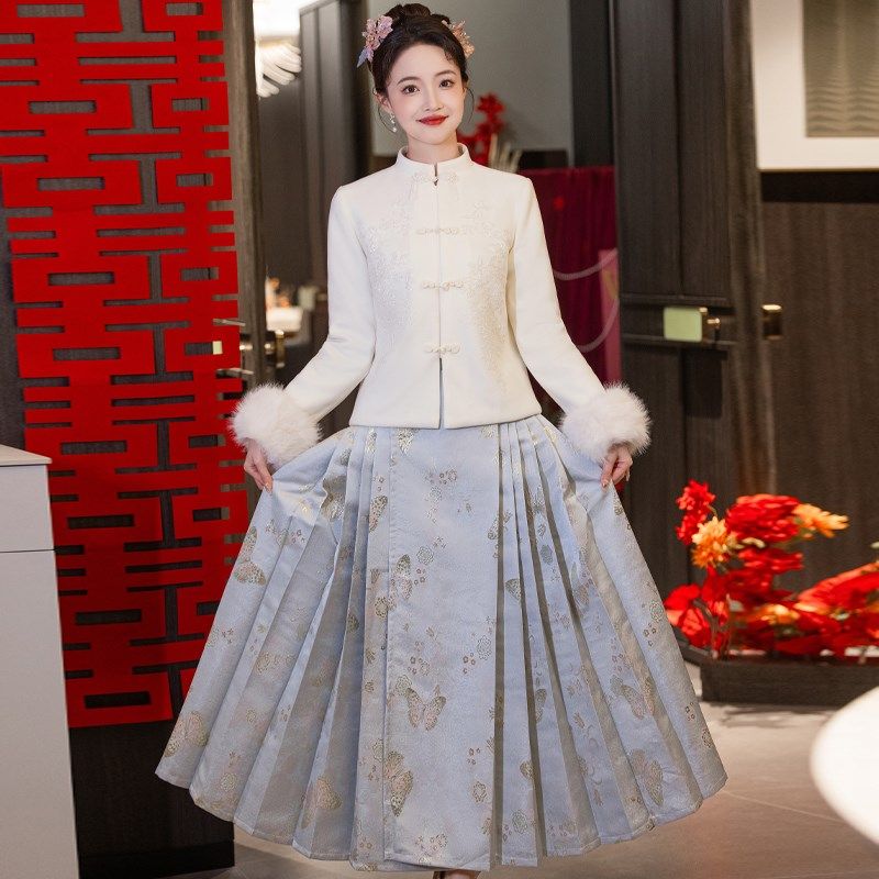 小个子新中式国风盘扣短外套加绒加厚上衣马面裙套装秋冬订婚礼服,女装/女士精品,汉服半身裙,淘宝优惠券,粉丝福利购,淘宝优惠卷