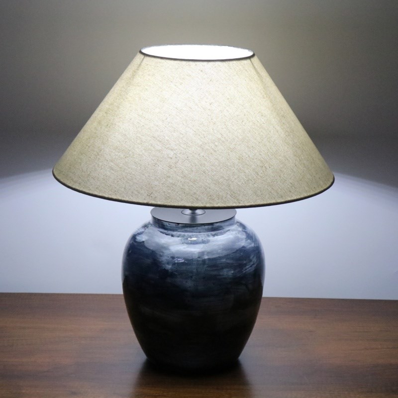 侘寂风台灯陶罐中古风装饰日式客厅卧室床头酒店民宿复古灯具灰蓝