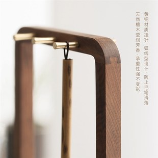 问心堂凌云毛笔架笔挂铜制挂件檀香木毛笔挂新中式笔挂简约文房笔