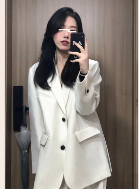 高级感白色小个子西装外套女2023早春秋装新款韩版宽松休闲西服
