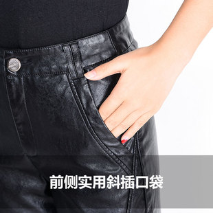 皮裤女哈伦裤2021秋冬韩版高腰外穿宽松九分小脚裤显瘦pu萝卜裤女